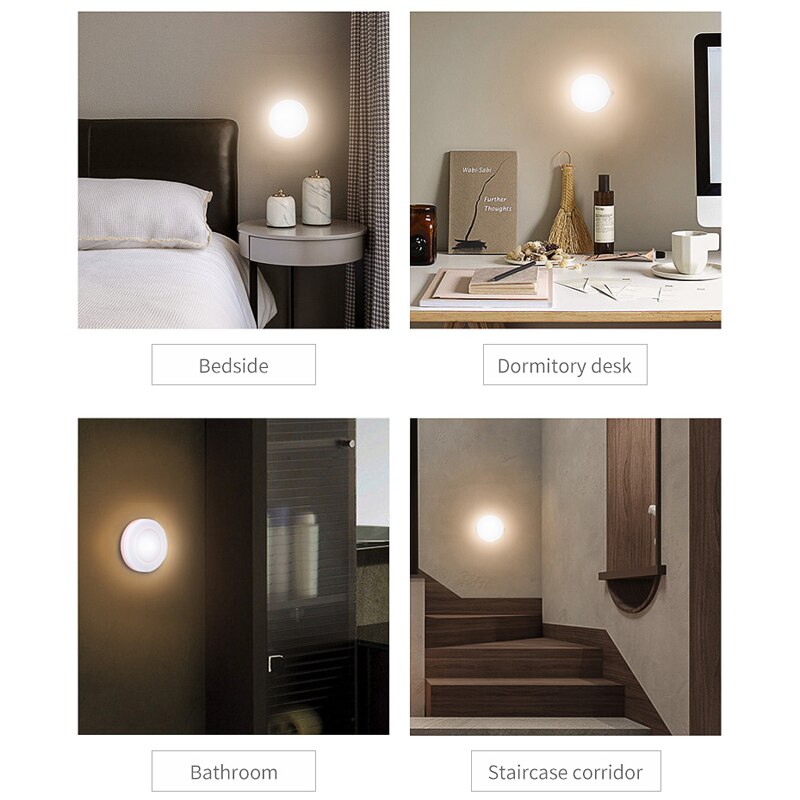 Mini Night Light Smart Motion Sensor LED Night Lamp Light Battery Operated WC Bedside Lamp For Room Hallway Pathway Toilet