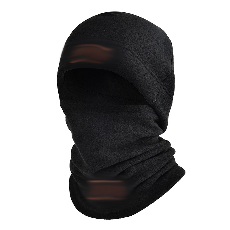 Autumn and winter fleece hat cold swing fleece neck cover outdoor cycling mountaineering mask neck set Official Website: black