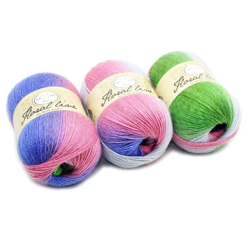 Soft Worsted Yarn Rainbow Gradient Colors DIY Baby Knitting Wool Shawl Scarf Crochet Thread Supplies