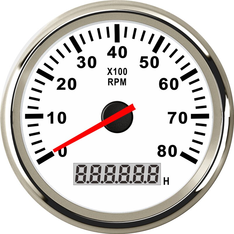 8000 rpm Drehzahlmesser Stiefel Auto Marine Tacho Meter mit LCD Betriebsstundenzähler Auto-Tachometer mit verrotten hintergrundbeleuchtung 12V Stiefel zubehör Marine: WS 8000 rpm