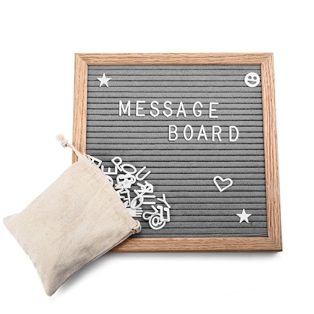 Signs Kids School Letter Board English Alphabet Removable Home Numbers Office Felt Display Frame Changeable Message: Gray