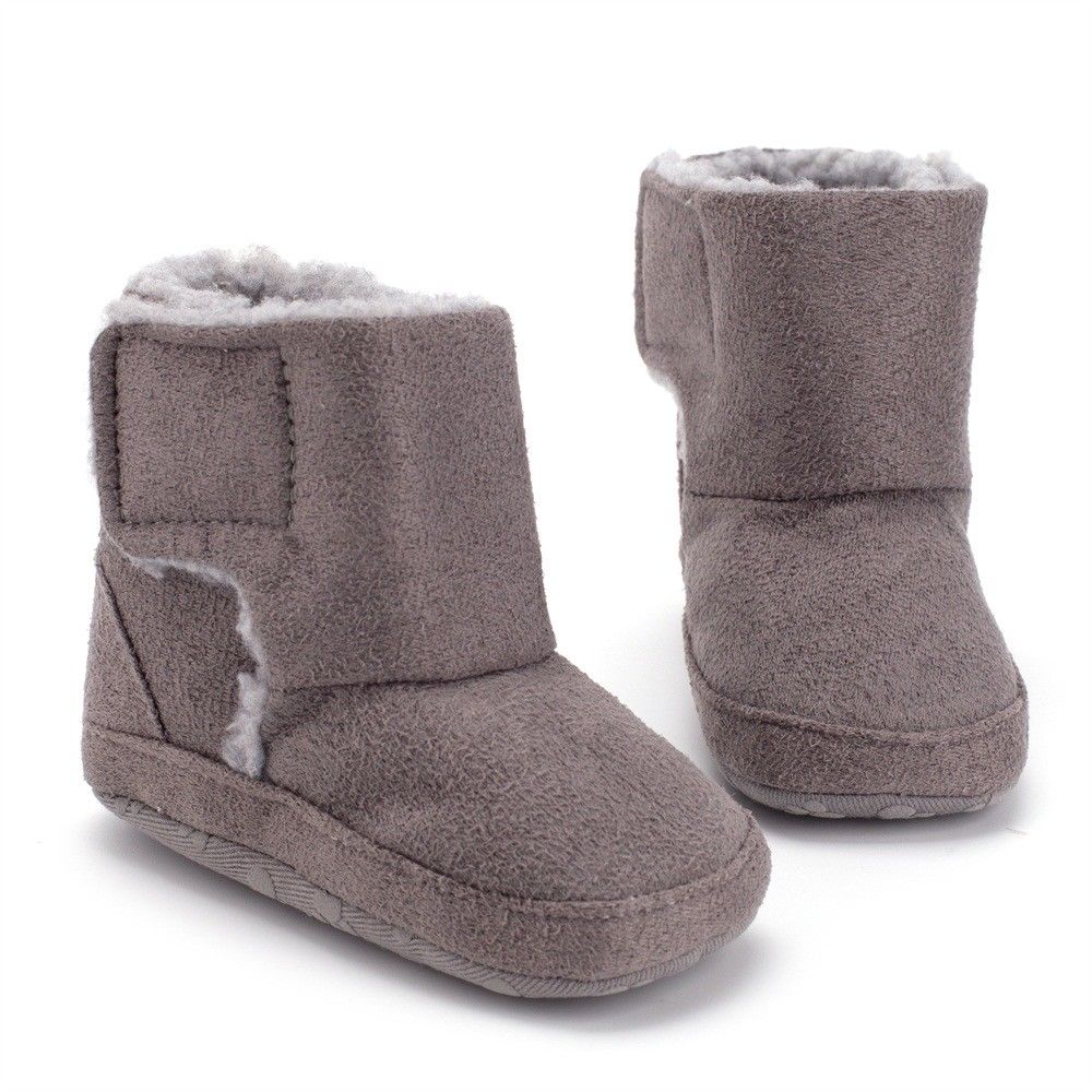 Peuter Baby Meisjes Jongens Winter Warm Laarzen Effen Bont Haak Mid Calf Snowboots 2 Stijl Outfit 0-18M: Grijs / 7-12 Months