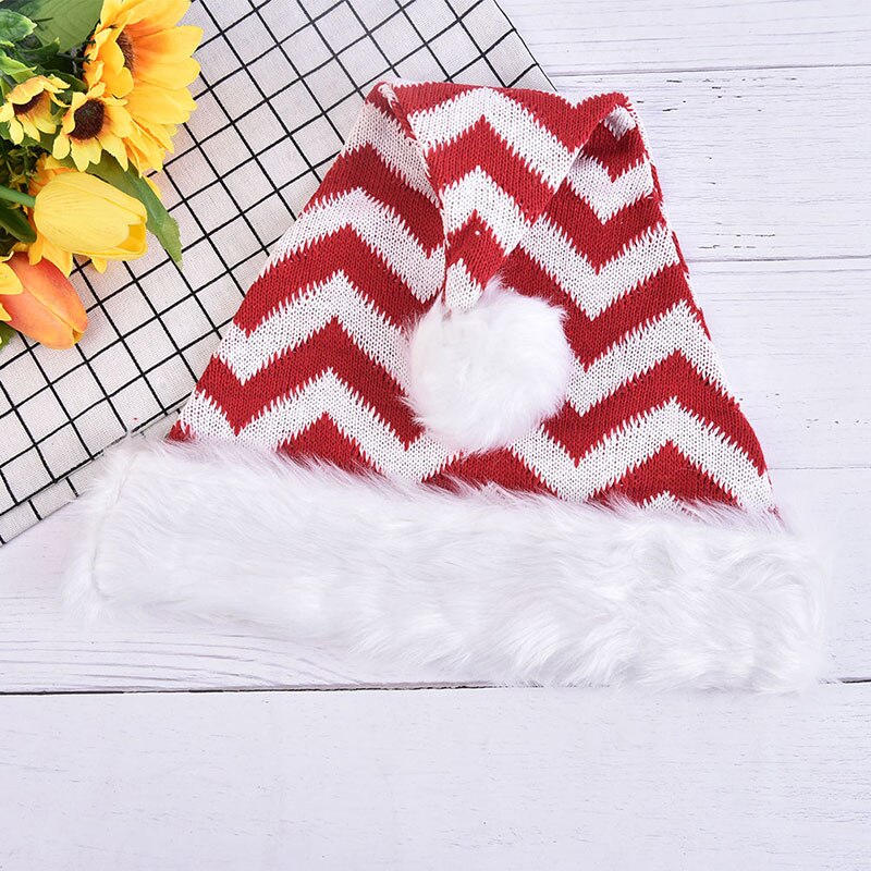 The Christmas Pudding Hat Wool Knit Knitted Xmas Winter Men Ladies: Red and White