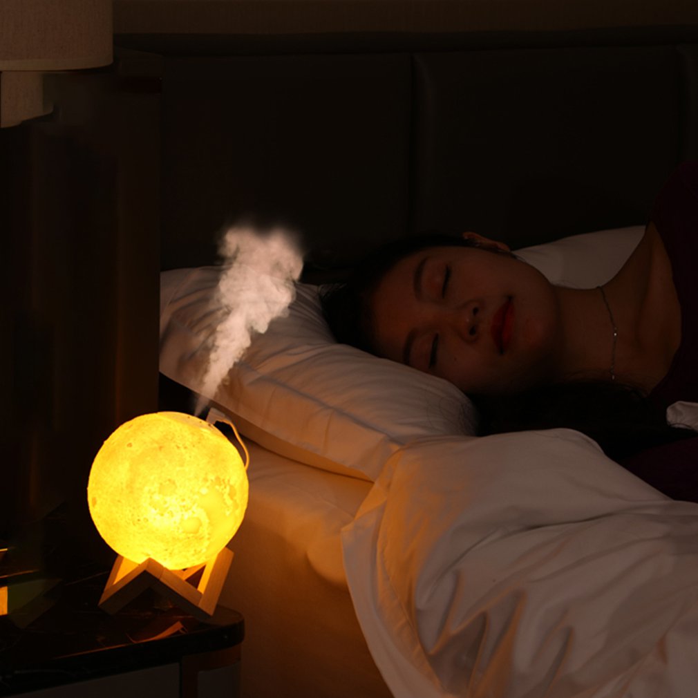 880ML 3D Moon Lamp Light Humidifier Diffuser Aroma Essential Ultrasonic Humidifier Night Cool Mist Purifier Car home