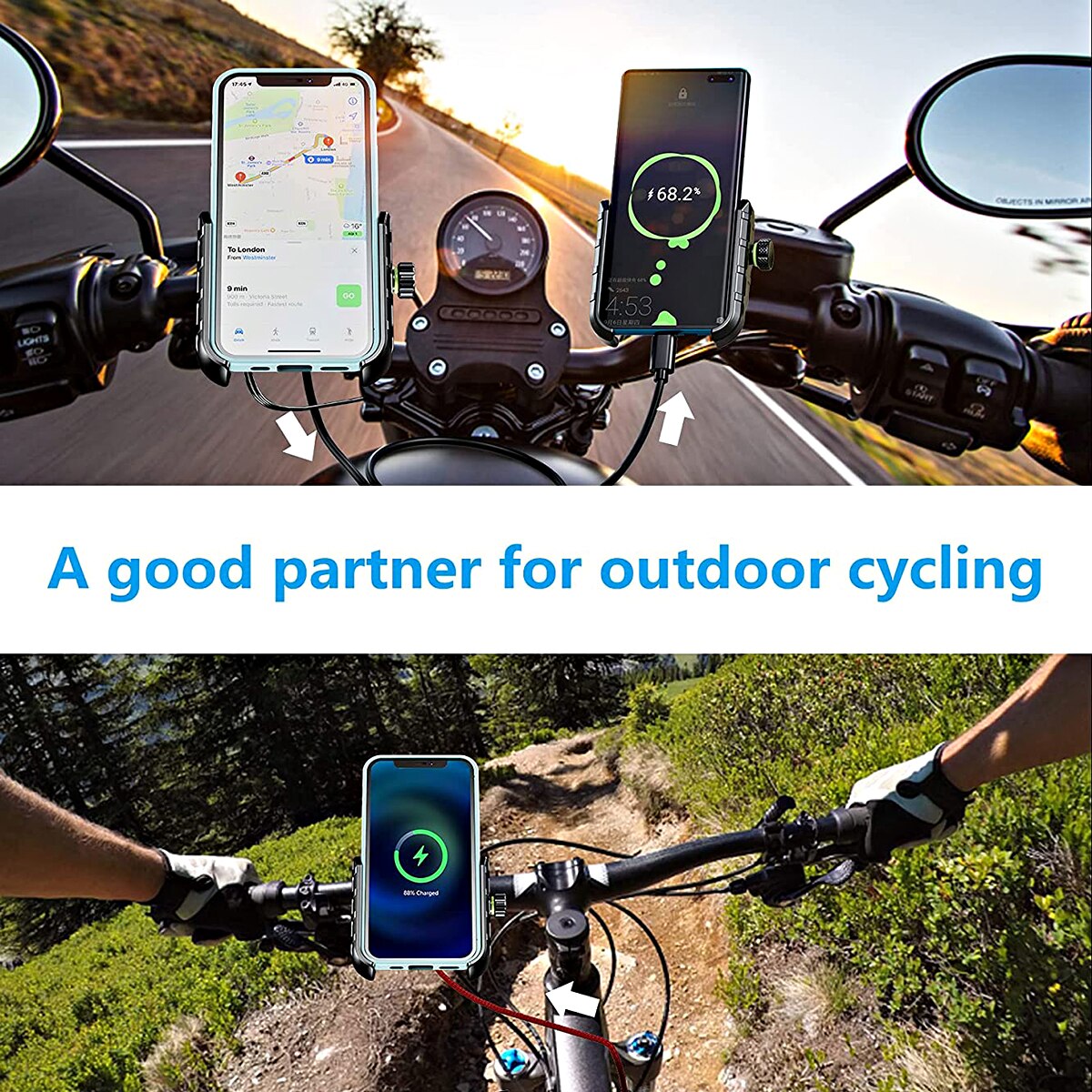 Fahrrad Telefon Halfter Drahtlose Ladegerät QC 3,0 Schnelle Ladung Fahrrad praktisch Halfter Lenker Halterung Ständer GPS Motorrad Halterung