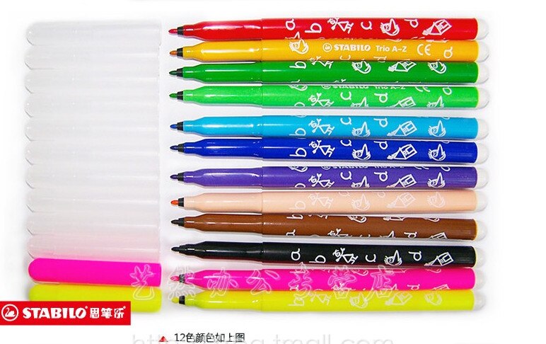 (Pak van 12 stks) 12 kleuren Stabilo pen 378-12 aquarel pen doodle pen kind tekenpen water wassen Art Markers