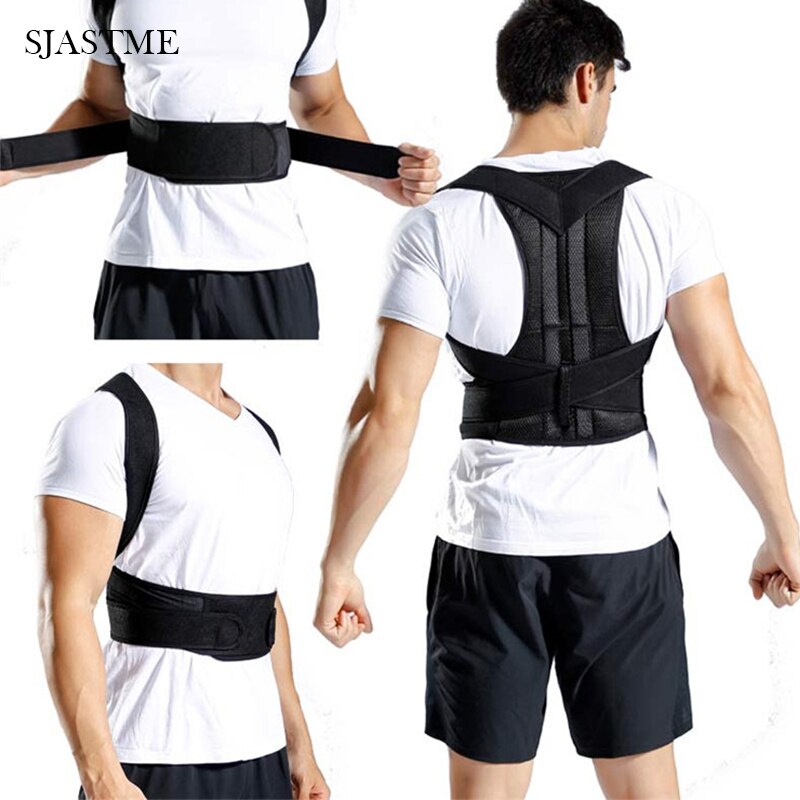 SJASTME Fully Adjustable Posture Back Support Corrector Lumbar Brace Shoulder Band Belt Body Shaper Black Vest Shapewear