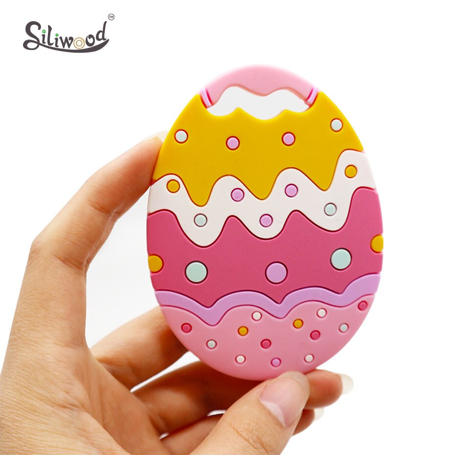 1PC BPA Free Silicone Teethers Easter Egg Baby Teething Necklace Toy Food Grade Silicone Cartoon Nursing Tiny Rod Baby Teether