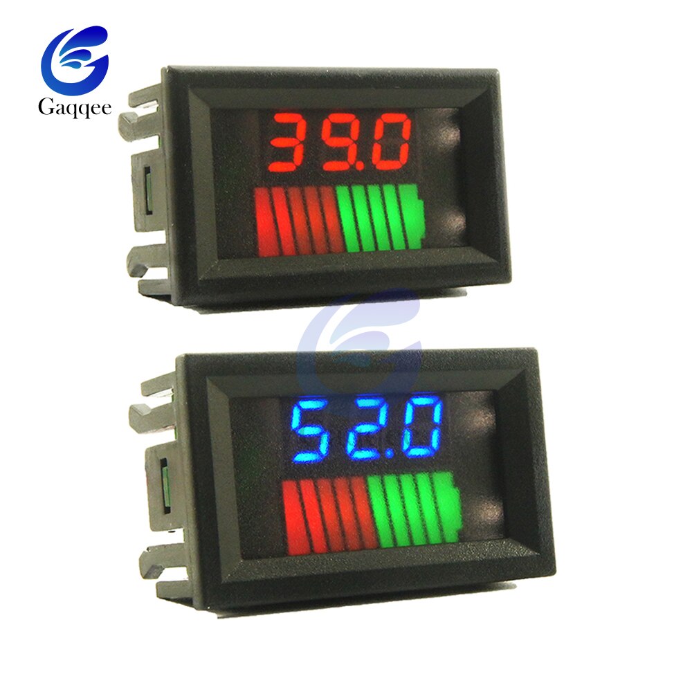 12V/36V /48V 10 Segment LED Dual LED Display Battery Level Tester Lithium Battery Capacity Meter Charge Indicator Battery Tester