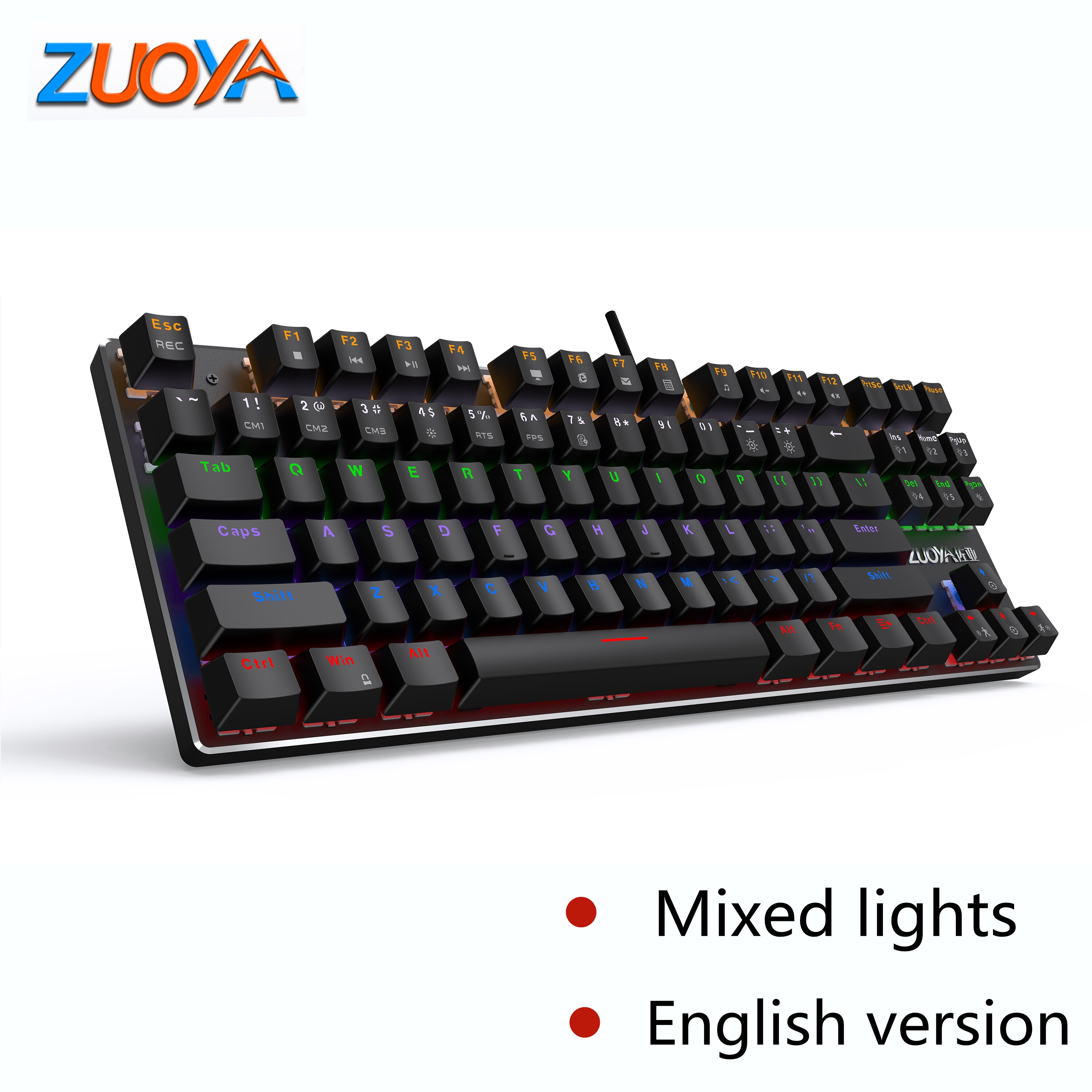 ZUOYA 87KEY Mechanical Gaming Keyboard RGB Backlit USB Wired Red Switch Anti-ghosting For Gamer PC: X76 Mixed light US / Red Switch