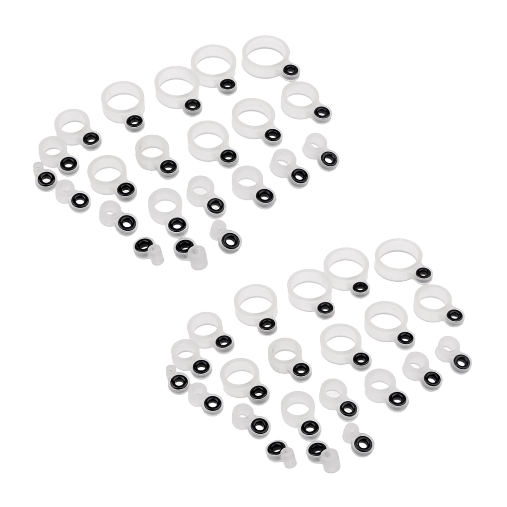 44pcs Silicone and Ceramic Fishing Rod Guides Repair Kit Rod Tip Eye Rings