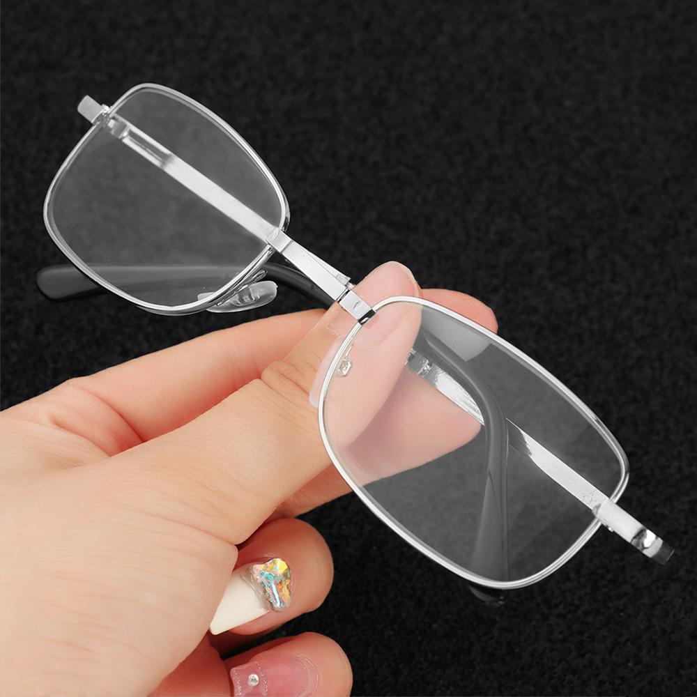 Occhiali da lettura pieghevoli con custodia Moda Montatura in metallo Occhiali da presbiopia pieghevoli piegati Donna Uomo Occhiali d'ingrandimento + 1-+4