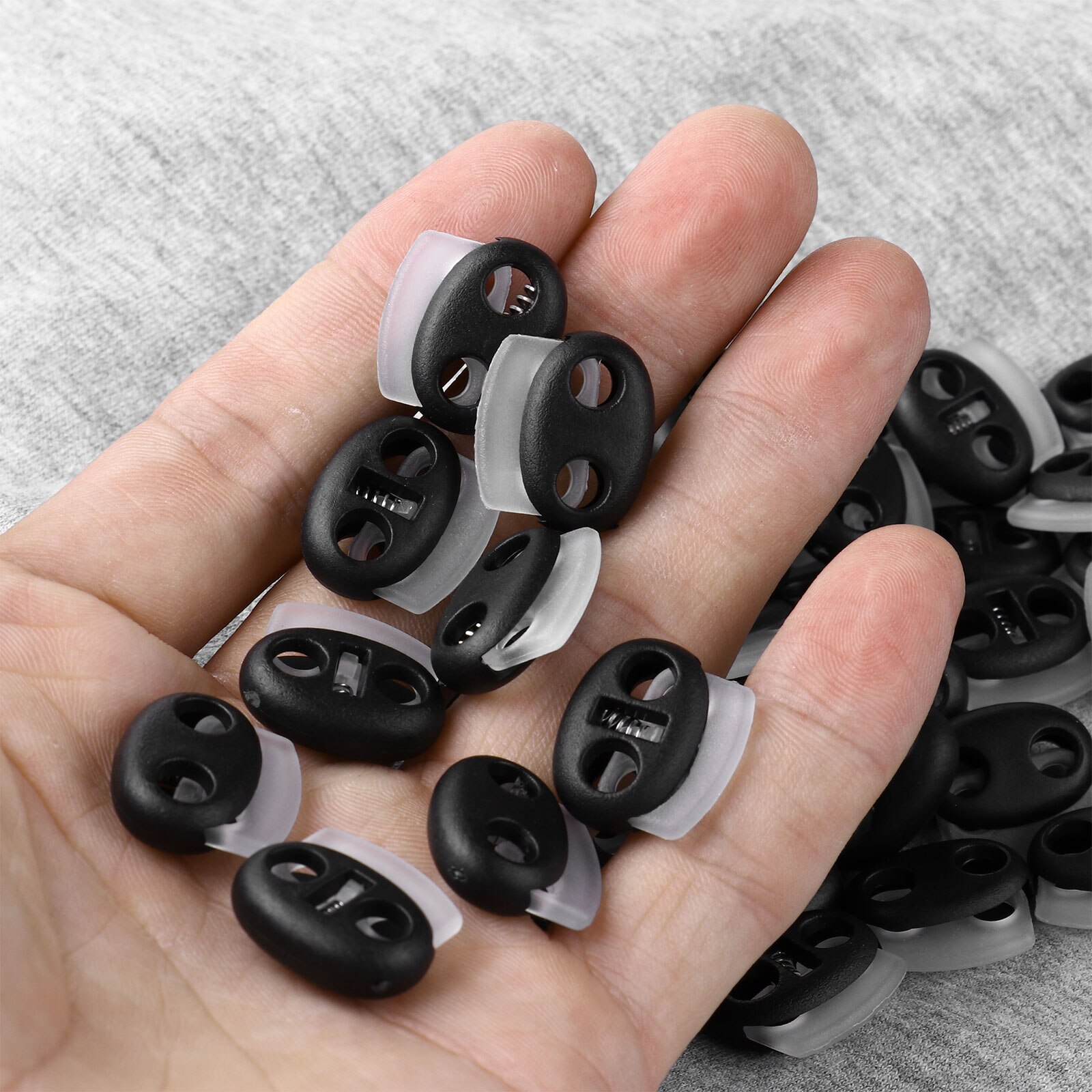 Paracord Accessories Plastic Cord Lock Stoppers Double Hole Lanyard Rope Ends Toggles DIY Shoelace Clothing Strap Fastener Locks