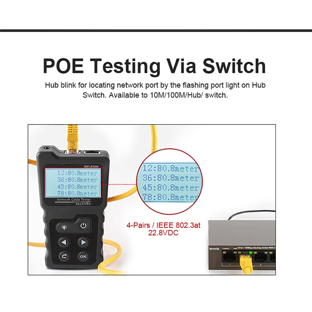 NF-8209 RJ45 Cable Tracker POE network Wire Checker LCD Display cable tester Test Network Tool Scan Cable Wiremap utp Tester