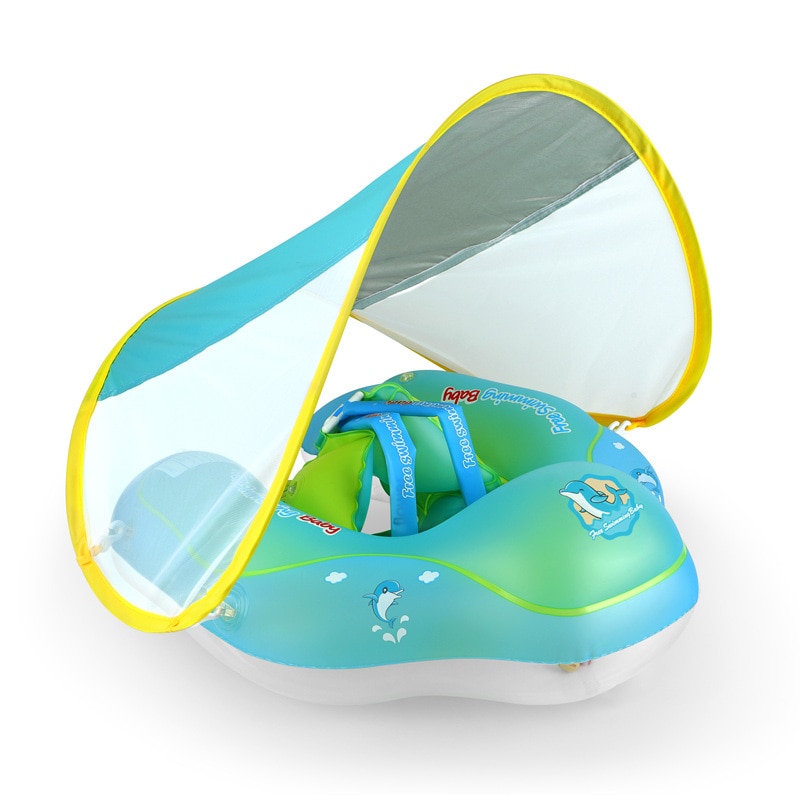 Opblaasbare Baby Float Met Luifel Kind Drijvende Ring Zwembad Speelgoed Kids Water Ring Met Zonnescherm