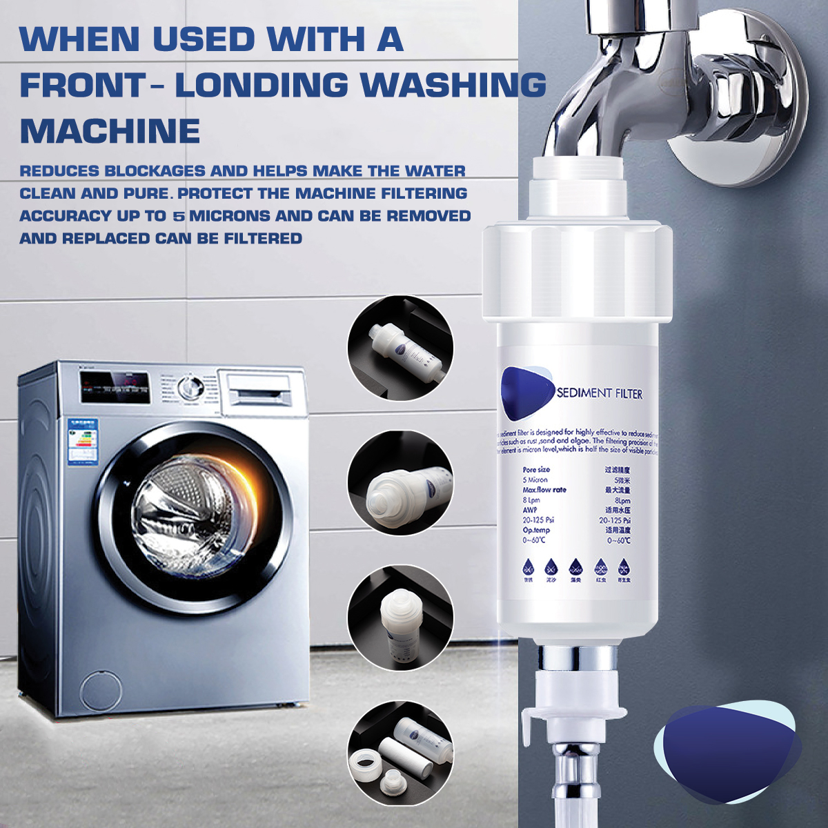 Wasserfilter, Luftreiniger, Dusche, Waschmaschine, Filter unter der Spüle, Wasserfiltrationssystem, Leitungswasser, Vorchlorenentfernungsfilter