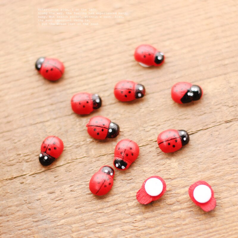 30pcs Of Beetle Wooden Ladybug Wall Stickers Refrigerator Magnet Children Kids DIY Craft Wedding Family Party Decoration