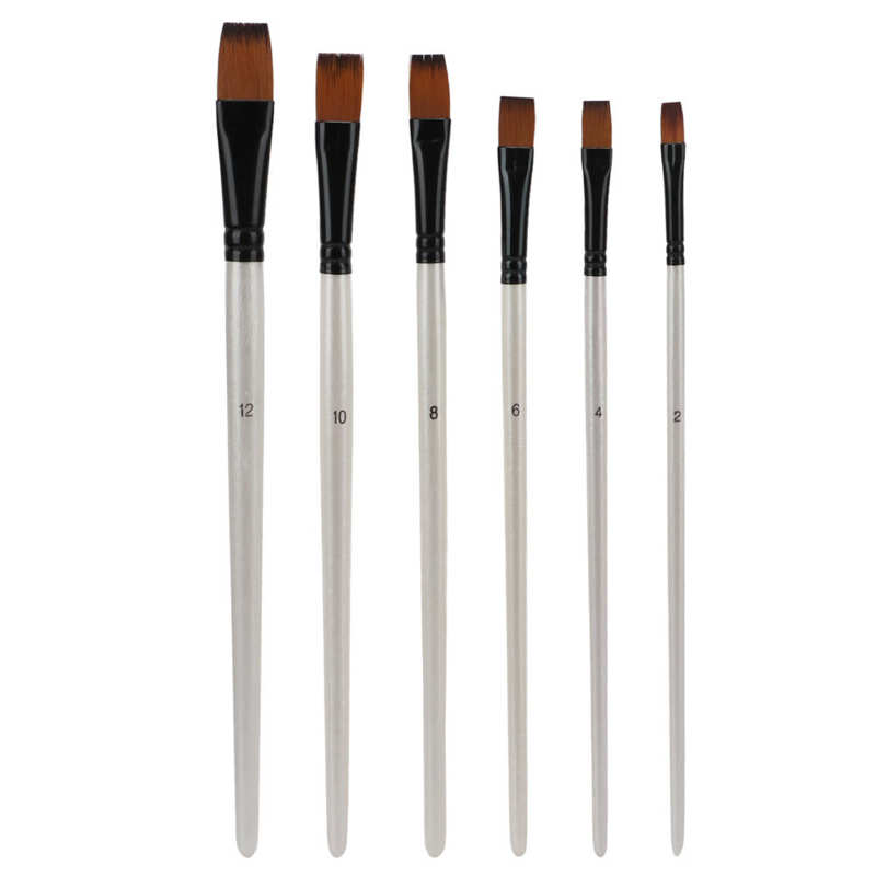 Stylo de peinture artistique, brosse en Nylon confortable pour débutant et pour peinture acrylique pour peinture à l&#39;huile: 601F-6 flat fronts