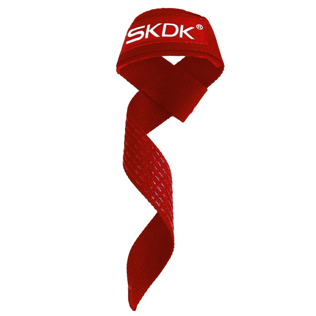 1 st tyngdlyftning handdyna handleder band handskar män gym stöd lyft grepp bälte träning fitness vikt bodybuilding: Röd