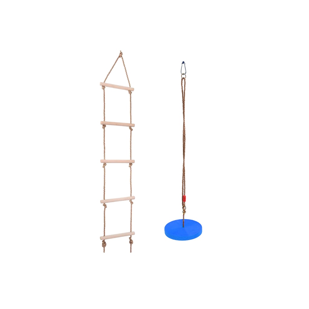 Kids Outdoor Boom Opknoping Disc Touw Swing + Klimmen Ladder Voor Tuin Park Speeltuin Spelen-Blauw
