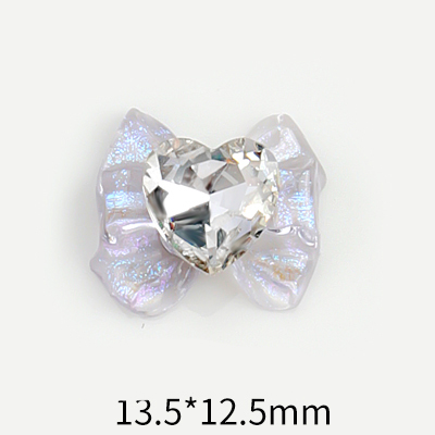 10 Uds. De abalorios para uñas de Sailor Warrior Moon 3D, lazo rosa brillante para niñas, gemas de diamante blanco, diamantes de imitación para uñas, piezas de uñas de japonés: Marfil