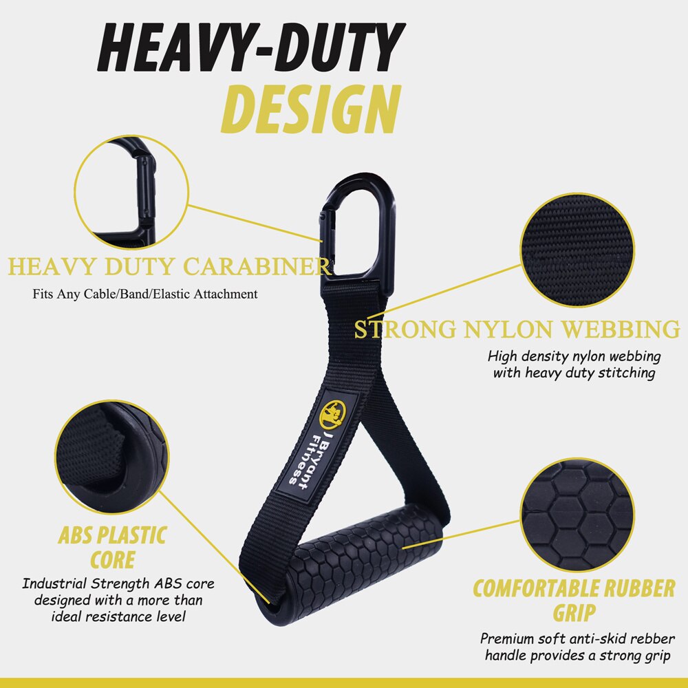 Heavy Duty Gym Handles Solid ABS Cores with Carabiner for Cable Machine Attachment Lat Pulldown Home Fitness Workout Accessories