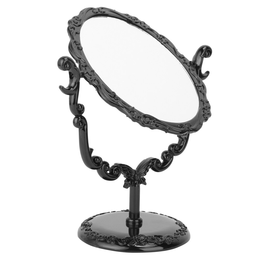 Miroir de maquillage gothique Vintage, Table de bureau, rotatif, Rose, cosmétique, miroir latéral (noir)