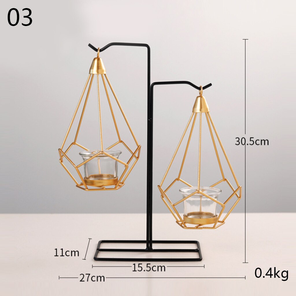 Nordic Candle Holders Originality Romantic Dinner Geometric Iron Candlestick Wall Candle Stand for Wedding Party Home Decor: C