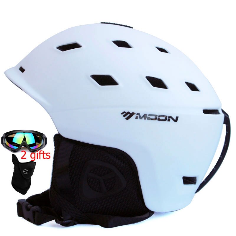 MOON-casco de esquí para hombre adulto, protector de casco de esquí para Snowboard, equipo de monopatín, cascos de seguridad deportivos con gafas, 2 , Otoño e Invierno: White / L(58-61cm)