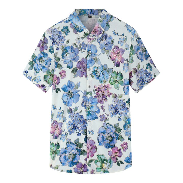 Summer Men's Hawaiian Shirt Casual Elastic Short-sleeved Shirt Floral Shirt Brand Clothes Plus Size 5XL 6XL 7XL: Aisa XXL