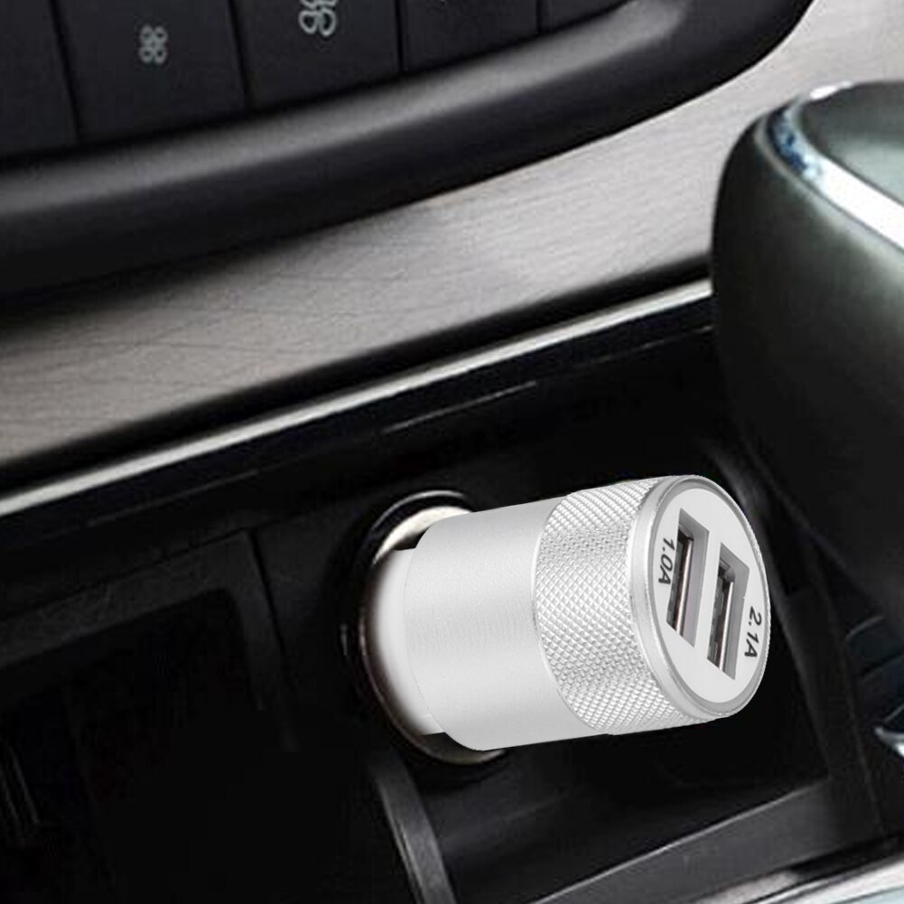 2.1A 1.0A Auto-opladers Professionele 2 Poorten Opladen Aluminium Dual Usb Socket Adapter Metalen Shell Oplader Levert