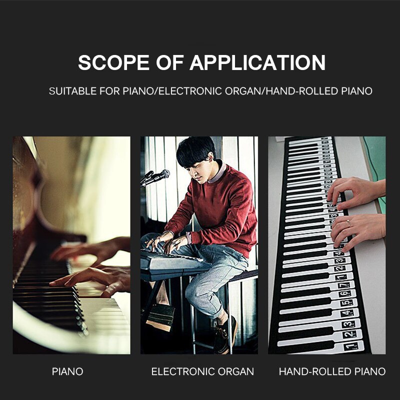 Piano Sticker Transparent Stickers Trackless Keyboard Sticker Electronic Piano Label Convenient Learn Training Equipment Label