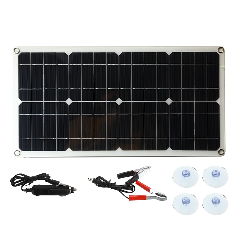 50W Solar Panel Monocrystalline Silicon Cell for Battery Cell Phone Chargers Cigarette Lighter Dual USB Interface 12V/5V