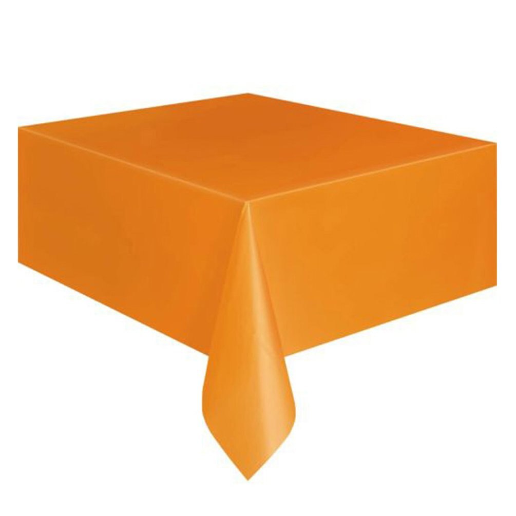Disposable Party Tablecloth Pe Plastic Cloth Birthday Dessert Table Solid Color Tablecloth 137*274Cm: Orange