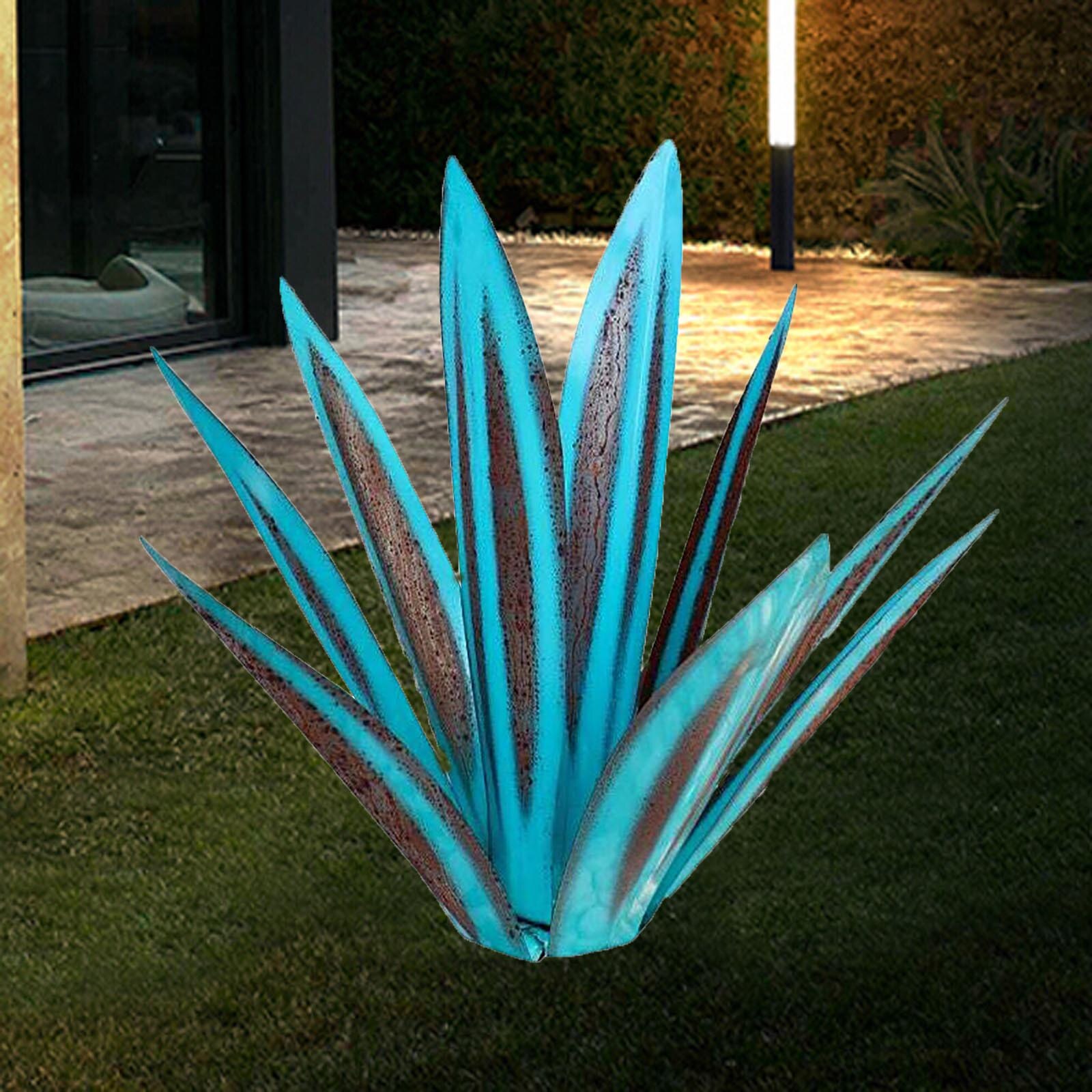 Diy Metal Art Tequila Rustic Sculpture Garden Yard Sculpture Home Decor 9 leaves Garden Signs Garden Decoration Accessories: D