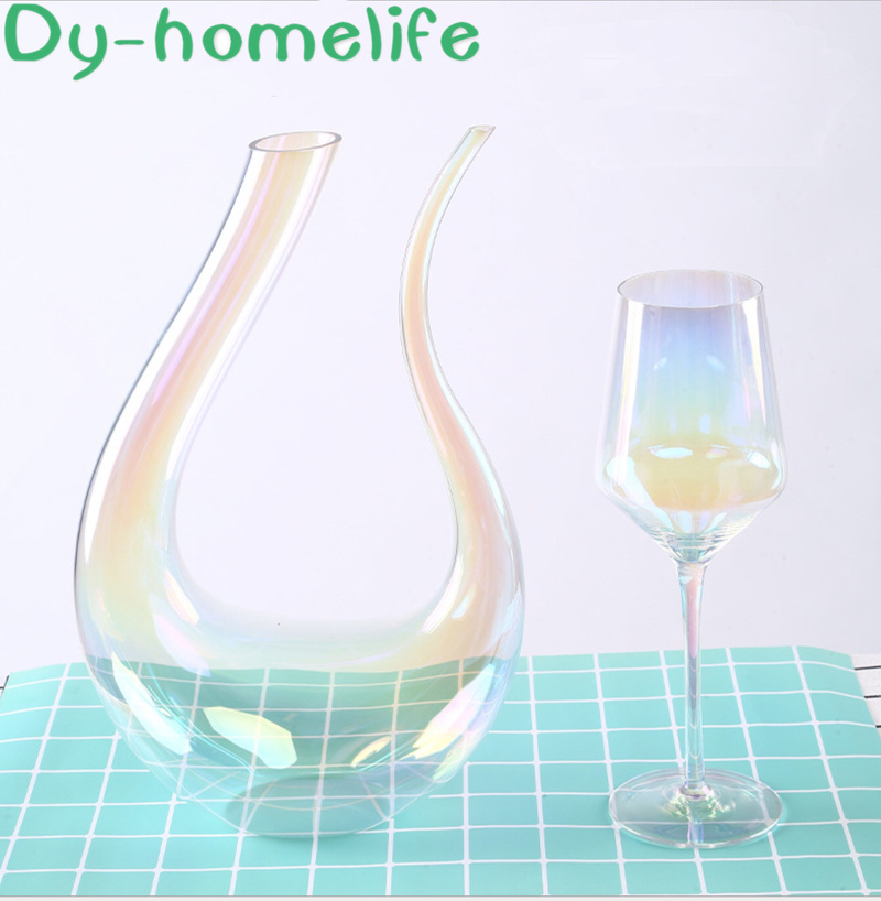 Nordic Colorful Crystal Glass Wine Restaurant Restaurant Harp U-shaped Decanter Tall Wine Glass Whiskey Vodka Glass