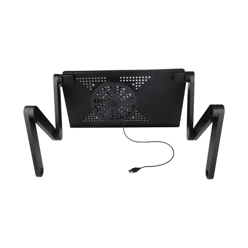 Foldable Laptop Computer Desk with/without Cooling Fan Folding Adjustable Lap Notebook Holder Stand Tablet Vented Tray Support: with fan