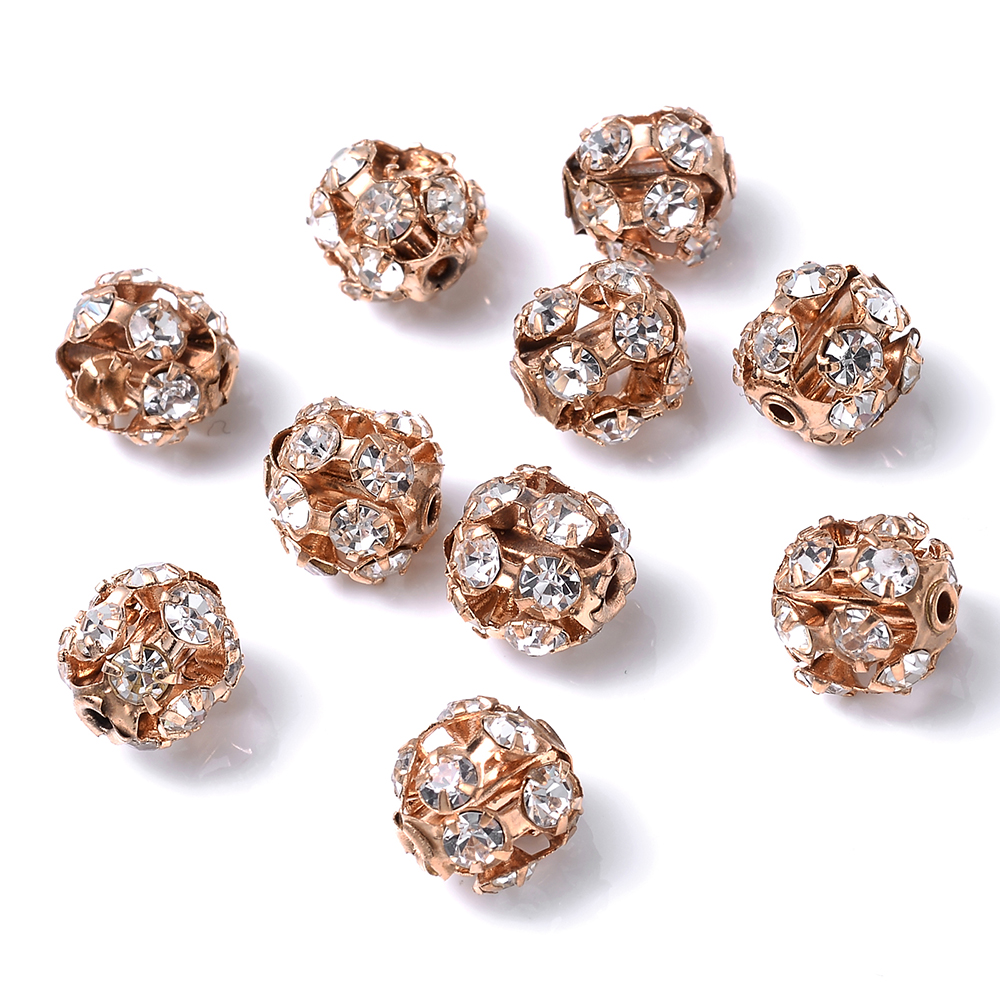 30 sztuk/partia Rhinestone Ball kształt luźne Spacer koraliki do tworzenia biżuterii metalowe kryształowe koraliki rzemiosła DIY akcesoria 6/8/10mm: KC / 8mm