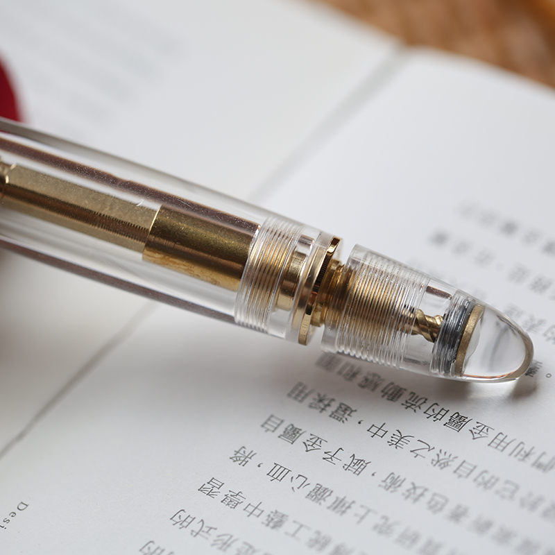 Nueva pluma estilográfica MAJOHN P140 de lujo con pistón de resina transparente NO.8 F/M, papelería de oficina de gran capacidad, bolígrafo de para escritura de tinta