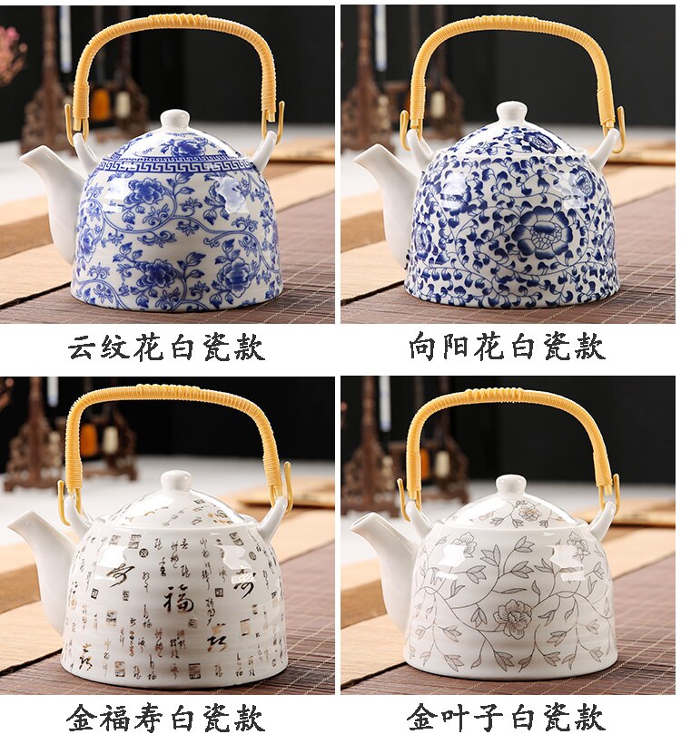 Old style teapot, ceramic tea set, retro Chinese style filtration, large capacity, household large-sized, single teapot