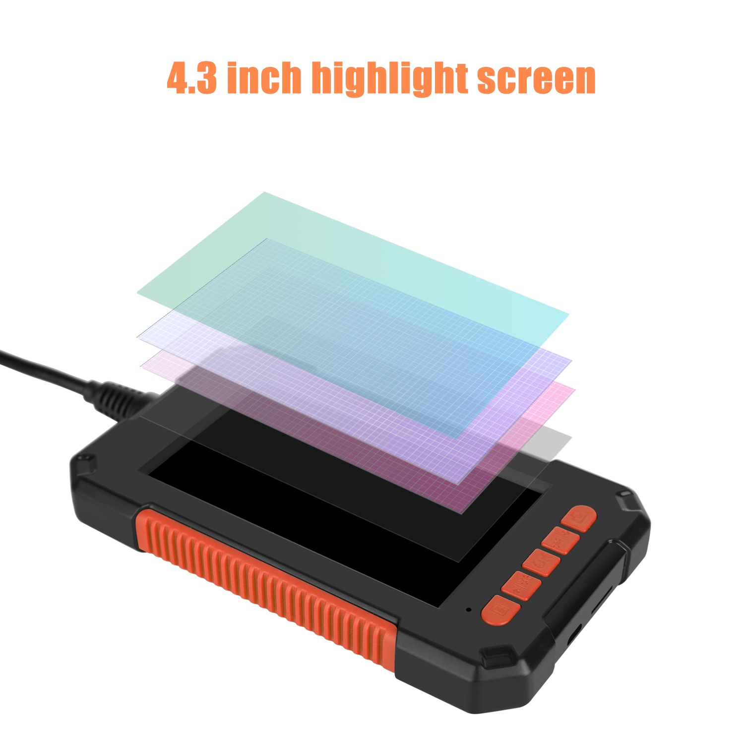 1080p hd skærm industrielt endoskop kamera 8 stk led lys 4.3 tommer skærm rør afløb kloak inspektion kamera med blødt kabel