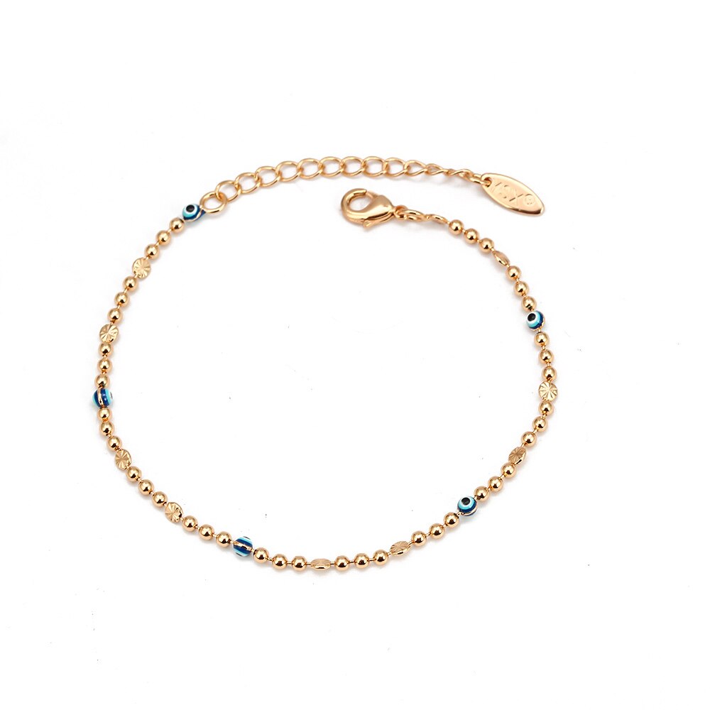 Glück Auge Blau Türkische Bösen blick Fußkettchen Gold Silber Farbe Perle Fuß Kette Knöchel Armbinde Einstellbar für Frauen Mädchen Schmuck BD319: 1