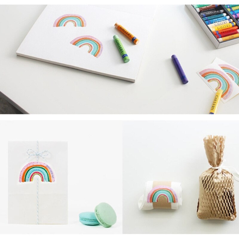 50 Sheet Rainbow Bridge Stickers Happy Everyday Birthday Thank You DIY Adhesive Labels for Cookie Bag Party Decor