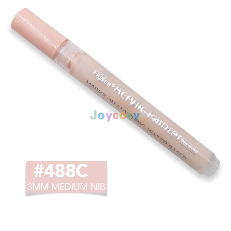FLYSEA Acryl Farbe Marker Stifte, Haut Tonne Farben, 3mm Spitze, Prämie Wasserdicht dauerhaft Farbe Kunst Marker Kuli: 488C 5Stck(1 viel)