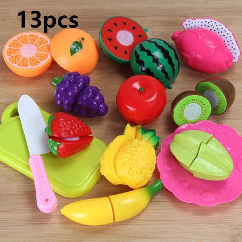 23 pz/set plastica taglio frutta e verdura giocattoli con cestino bambini cucina giocattoli finta gioca giocattoli educativi: 13pcs fruit