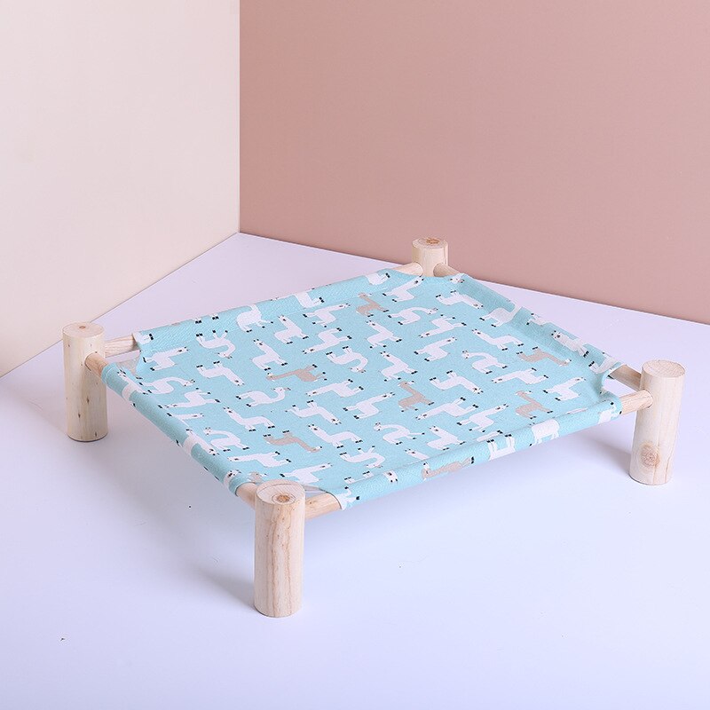 Hamaca de cuatro esquinas de madera maciza para gato, casa de lona, nido para gato, cama extraíble para perro y gato: Green alpaca