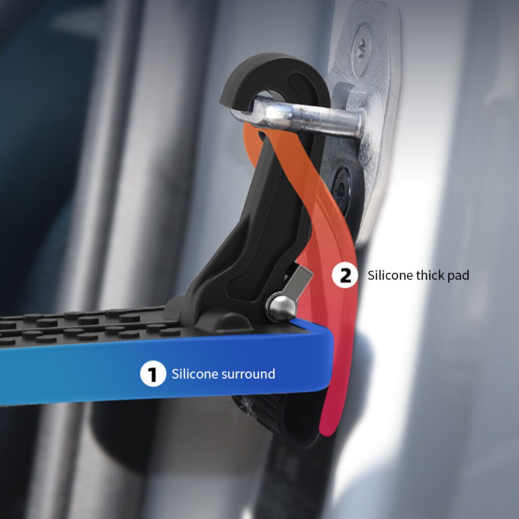 Universal Foldable Car Door Step Pedal Universal Auto Rooftop Luggage Ladder Hooked Foot Pegs Doorstep Safety Hammer