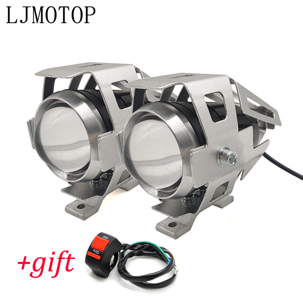 Faros LED para motocicleta, de 12V U5 Lámpara decorativa, foco para YAMAHA YBR 125 YZF R15 XT660/X/R/Z TMAX 500/530 XP500 XP530: B-Silver-a pair