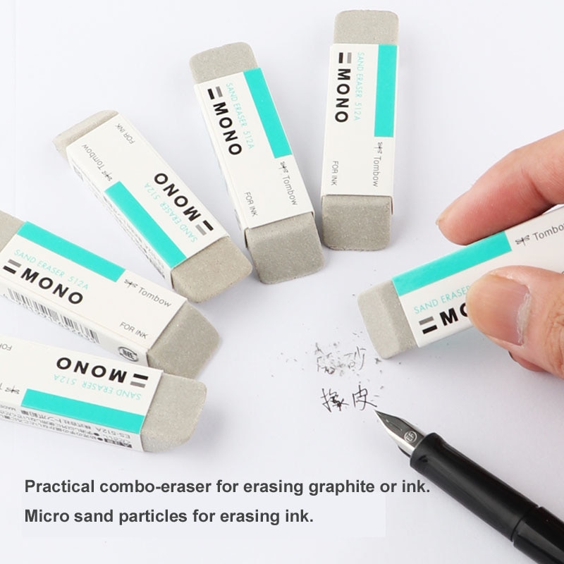 5pcs Tombow MONO Sand Eraser Micro Sand & Rubber Particles for erasing ink & Pencils graphite Fountain Pen