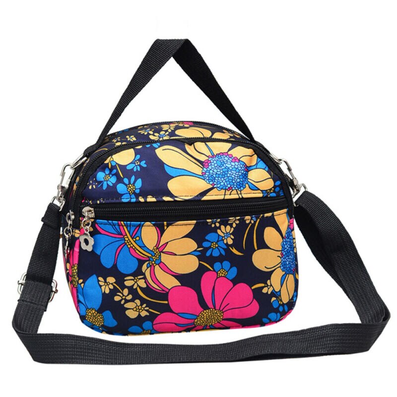 Women Nylon Zipper Shoulder Messenger Handbag Bag Floral Travel Bags